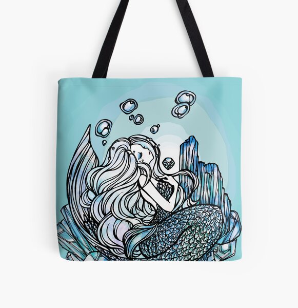 Aquamarine Mermaid - angel stone, beauty symbol, healing, birth gem stone All Over Print Tote Bag