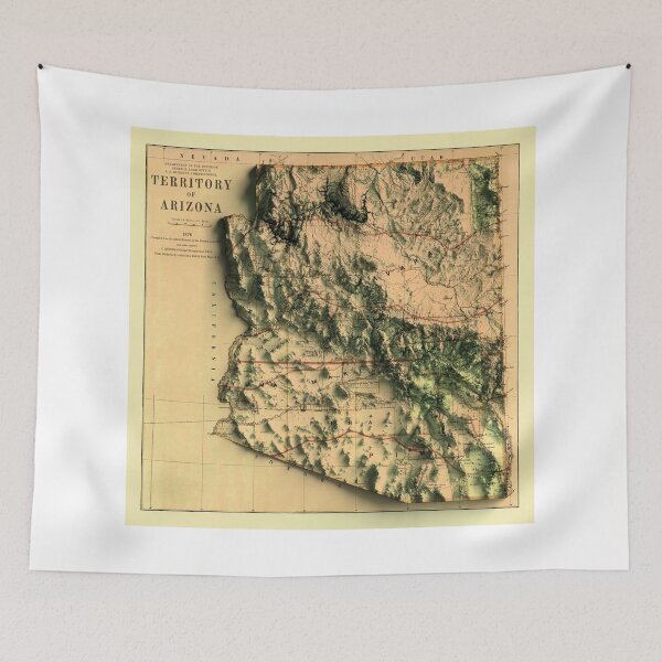 Item preview, 1876 Arizona Relief Map digitally-rendered designed and sold by ThinkAboutMaps.