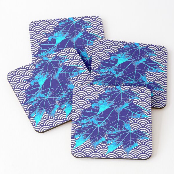 Item preview, ORIENTAL STYLE BLUE VIENED OAK PATTERNED LEAVES ART designed and sold by sharlesart.
