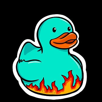 Dark Gray Devil Rubber Ducky with Flames Sticker for Sale by AMsArtStudio