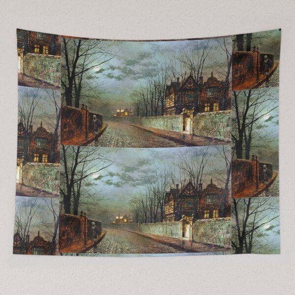 Item preview, Old English house in the moonlight after rain 1883 by John Grimshaw designed and sold by Vintage Designs +.