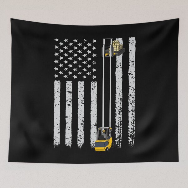 Item preview, Funny Forklifting US Flag Cartoon designed and sold by MrEddie10.