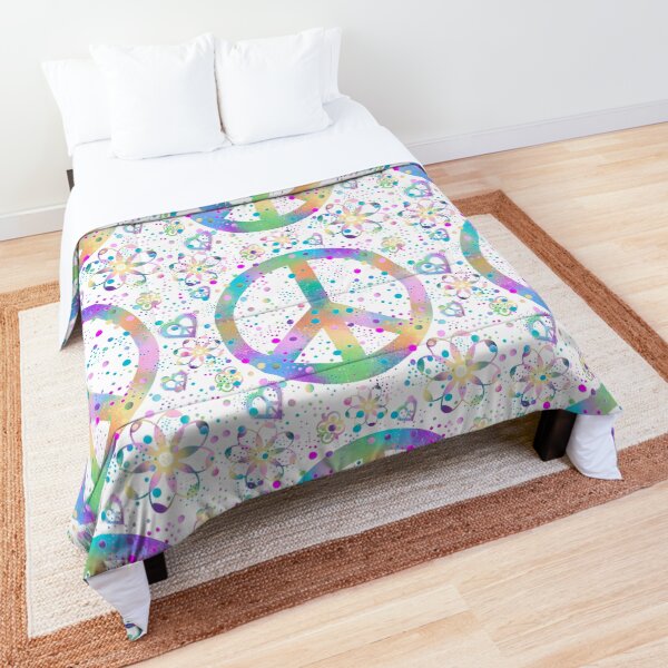 Flower Power Peace Dots Comforter