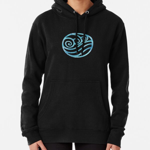 Water Tribe Watercolor Symbol (on black) Pullover Hoodie