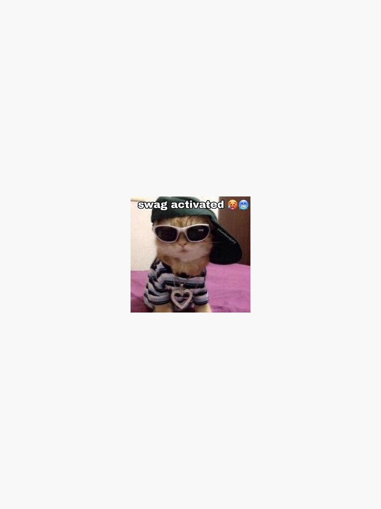 "swag activated cool cat in hat and sunglasses funny meme" Sticker for