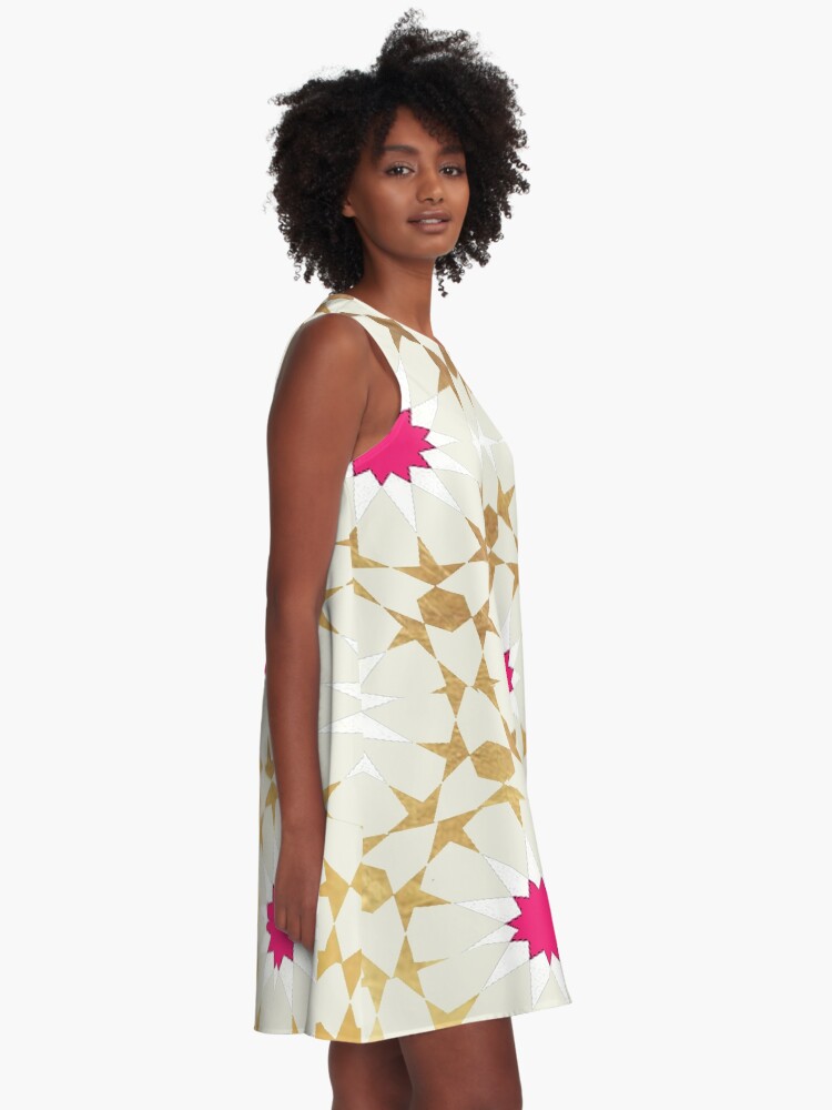 Alternate view of Off White Moroccan Patterns A-Line Dress