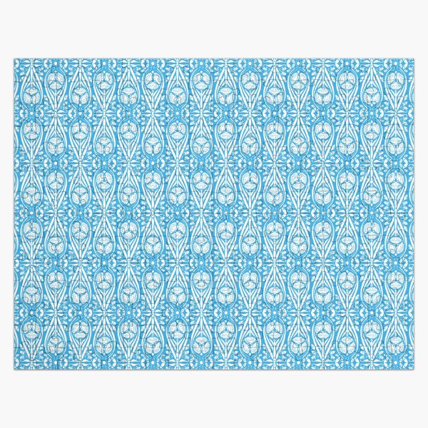 Floral Damask Pattern | Floral Pattern | Vintage Floral Patterns | Turquoise Blue and White | Jigsaw Puzzle