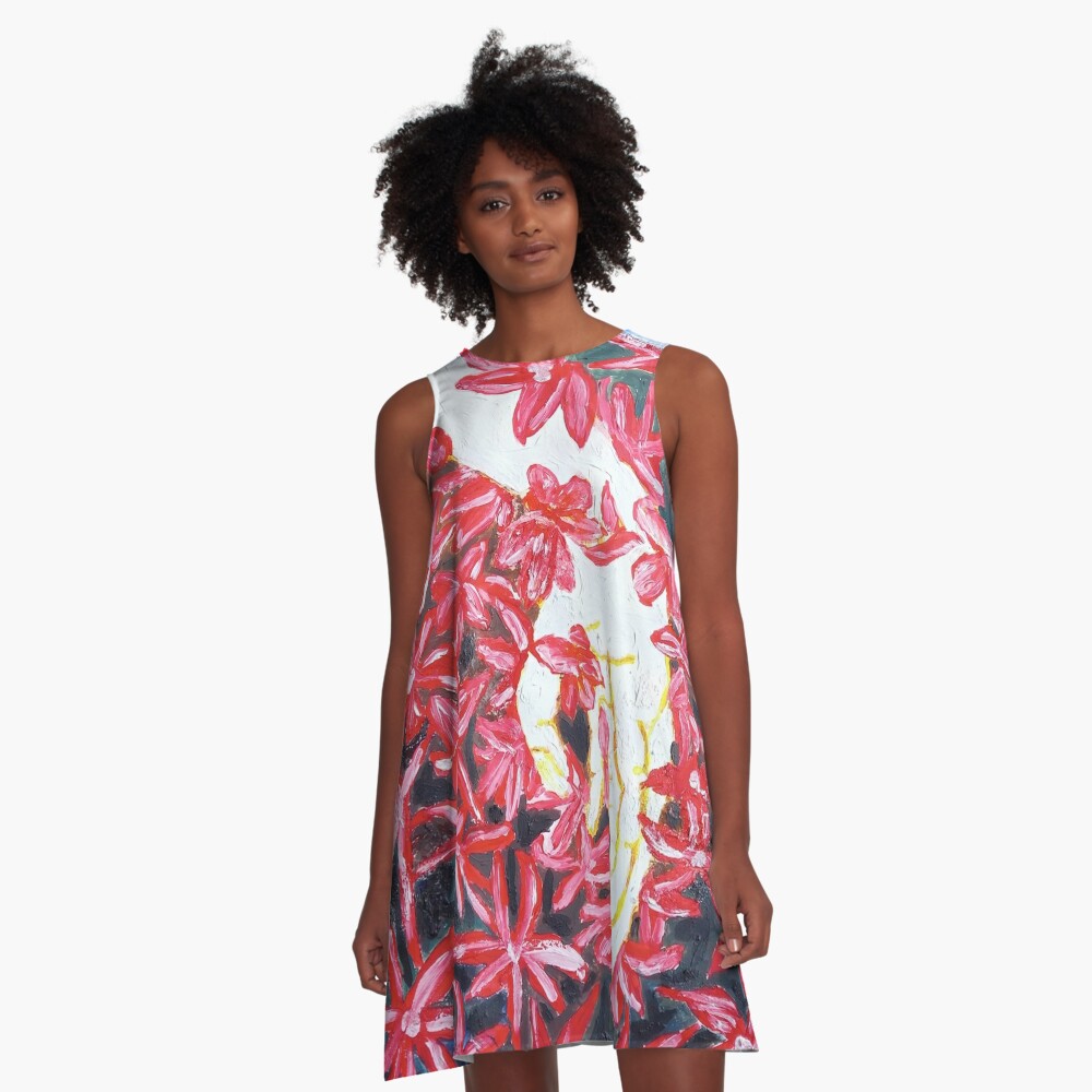 All the very pretty, but a bit thirsty, red flowers A-Line Dress