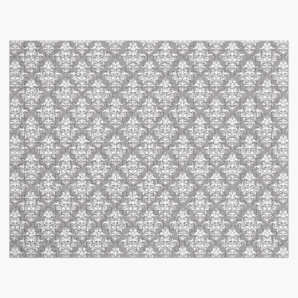 Damask Pattern | Grey and White | Vintage Patterns | Jigsaw Puzzle