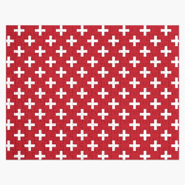 Crosses | Criss Cross | Swiss Cross | Hygge | Scandi | Plus Sign | Red and White | Jigsaw Puzzle