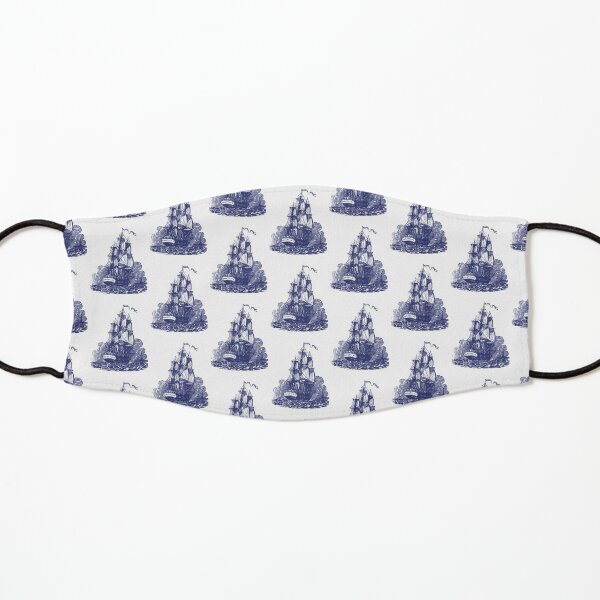 Sailing Ship | Schooner | Navy Blue and White | Vintage Sailing Ship | Nautical | Kids Mask