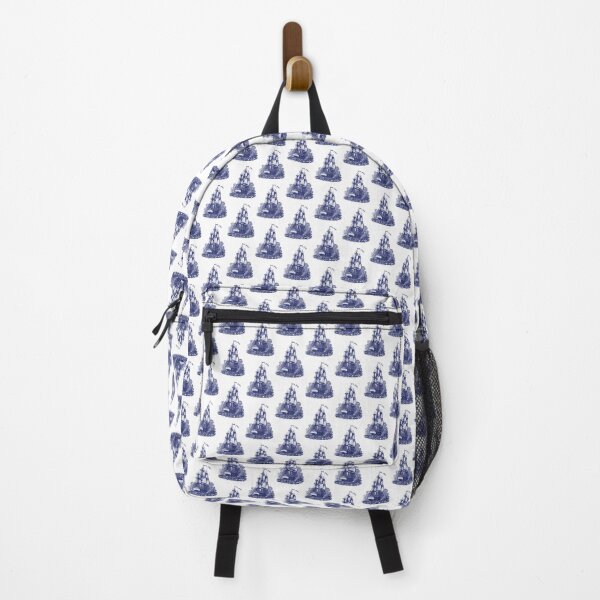 Sailing Ship | Schooner | Navy Blue and White | Vintage Sailing Ship | Nautical | Backpack