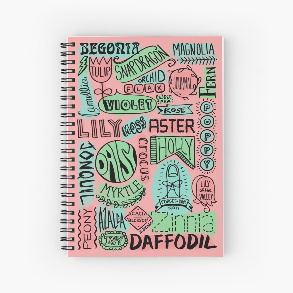 The Language of Flowers - Lettering Spiral Notebook