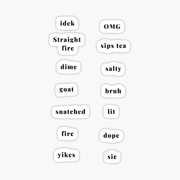 "slang words pack " Sticker for Sale by Amalzaki Redbubble