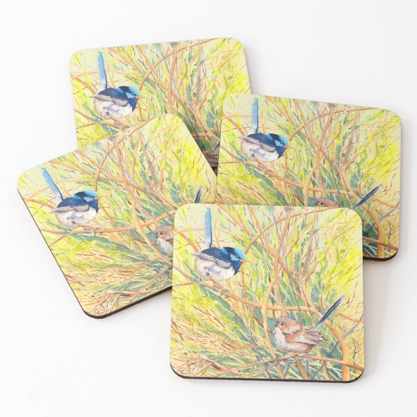 Item preview, Superb Fairy Wren Family watercolour designed and sold by Zoya Makarova.