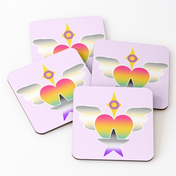 Item preview, Intersex Sparkle, Asexual Star, and Panromantic Pride Heart with Nonbinary Wings designed and sold by castnoshadow.