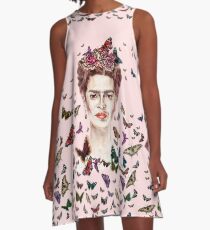 Frida Kahlo Flowers Butterflies A-Line Dress
