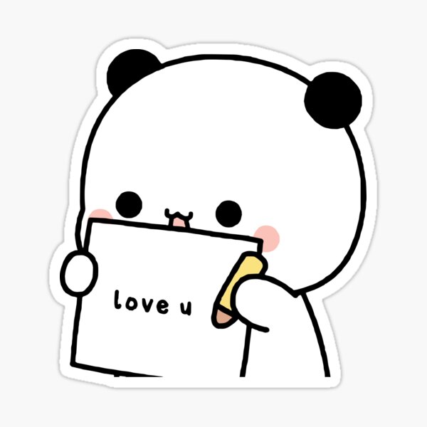 Cute Panda Bear Sign Love BuBu Sticker