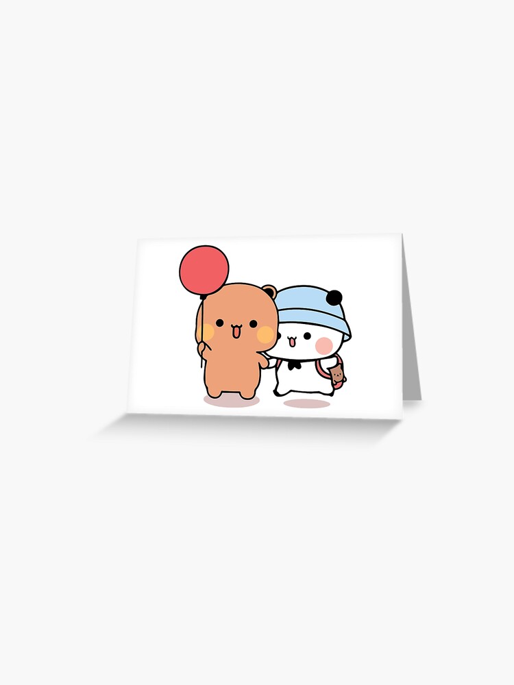 Bär und Panda Bubu Dudu Ballon | Grußkarte