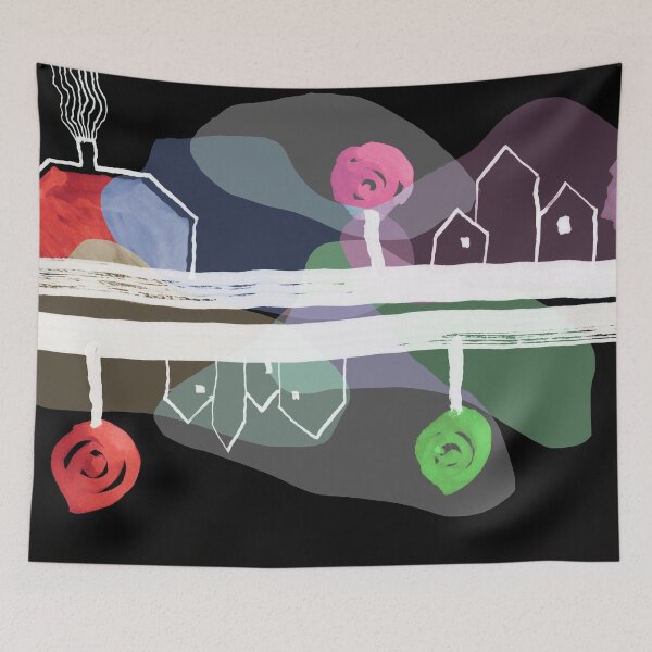 Item preview, Little Village by the Road at Night "Paper Drawings/Paintings"  designed and sold by Istvan Ocztos.