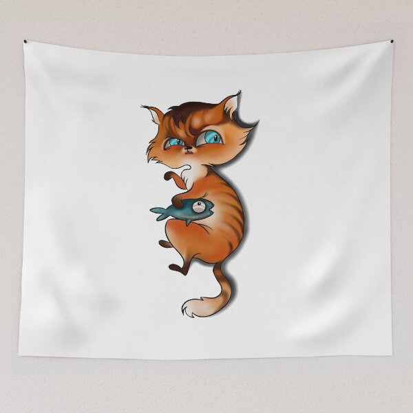 Item preview, Suspicious cat and fish designed and sold by TWOmieArt.