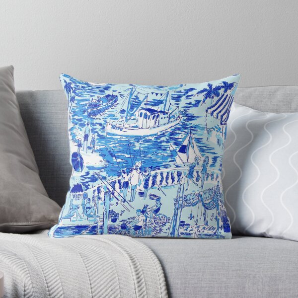 The Blue Lily Sea Throw Pillow