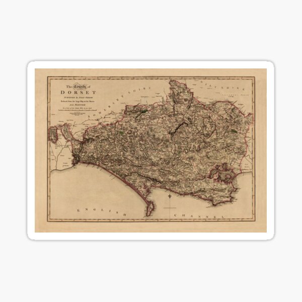 Map Of Dorset 1796 Sticker