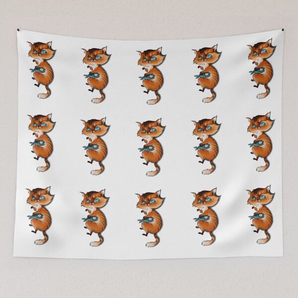 Item preview, Suspicious cat and fish pattern designed and sold by TWOmieArt.