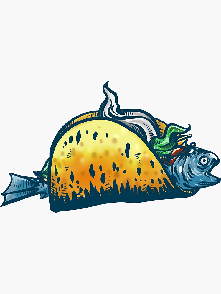 "Fish Taco Drawing " Sticker by RajanOsiah Redbubble
