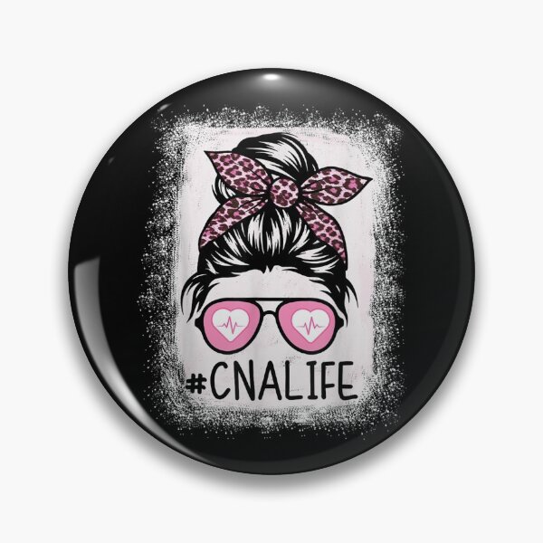 Item preview, CNA Nurse Life Bleached Shirts Pink Leopard Messy Bun Womens designed and sold by lydiamoranart.
