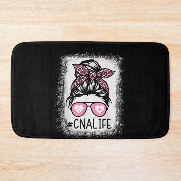 Item preview, CNA Nurse Life Bleached Shirts Pink Leopard Messy Bun Womens designed and sold by lydiamoranart.
