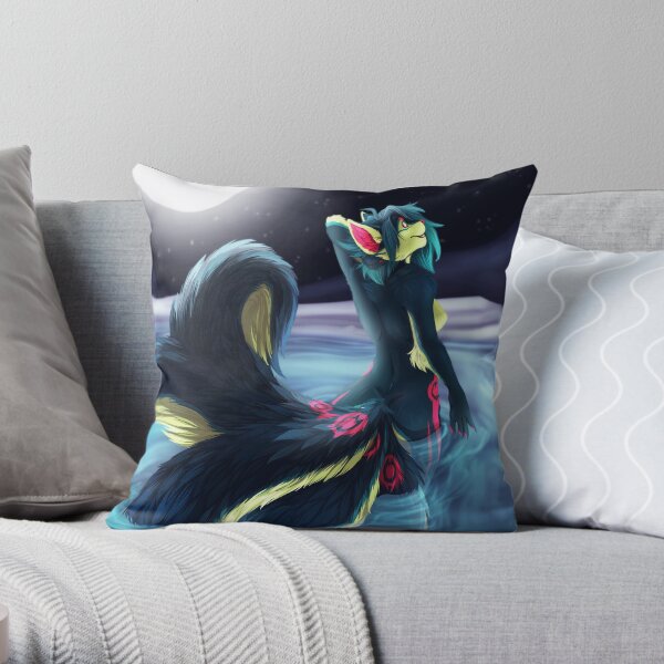 Moonlight Kitsune Throw Pillow