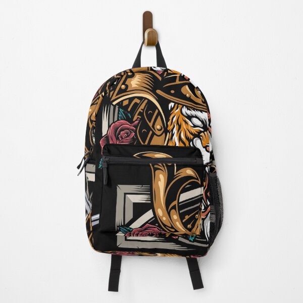 Item preview, Artistic Floral Lion Head with Samurai Portrait - unique design designed and sold by Froyd Wess.