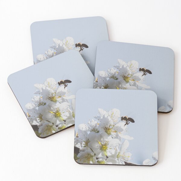 Item preview, beeline on white flowers designed and sold by sbrstore.