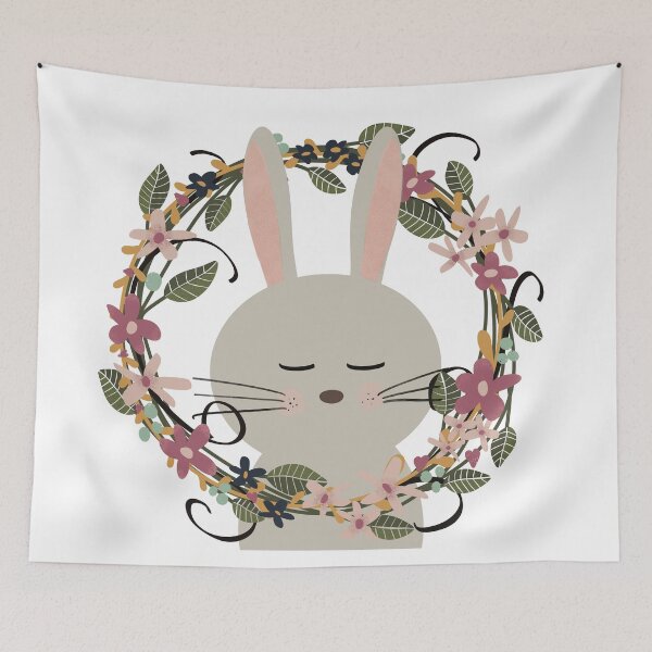 Item preview, Cute bunny in a floral wreath designed and sold by SJAPhoto.