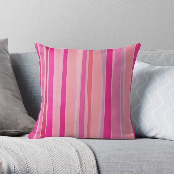Retro Stripes - Pink Throw Pillow