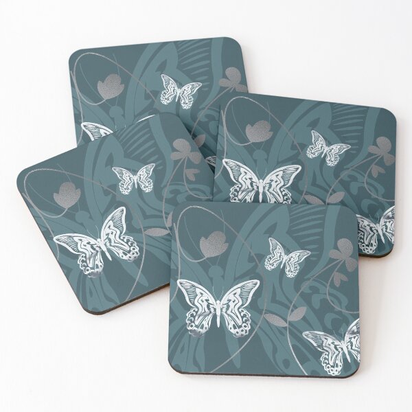 Item preview, Beautiful intricate butterfly pattern for lovers of butterflies.  Turquoise and silver - Caroline Laursen original designed and sold by Caroline Laursen.