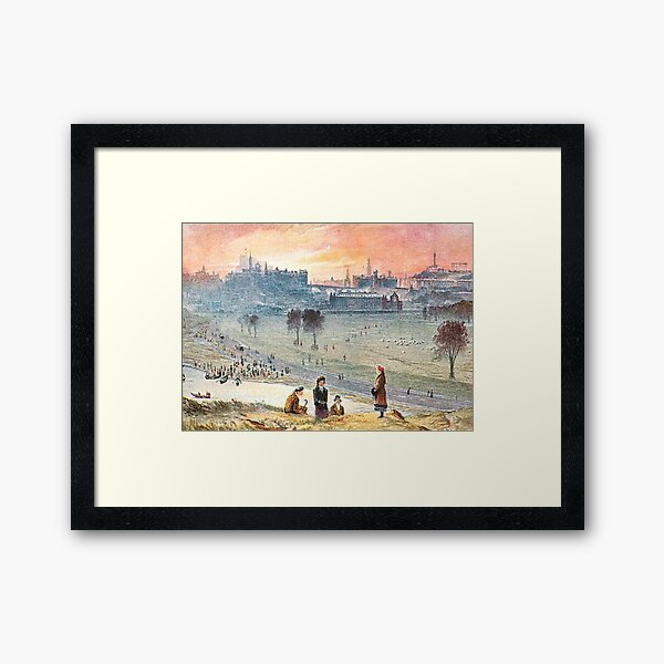 Vintage Illustration of Edinburgh from King's Park/Queen's Park Framed Art Print