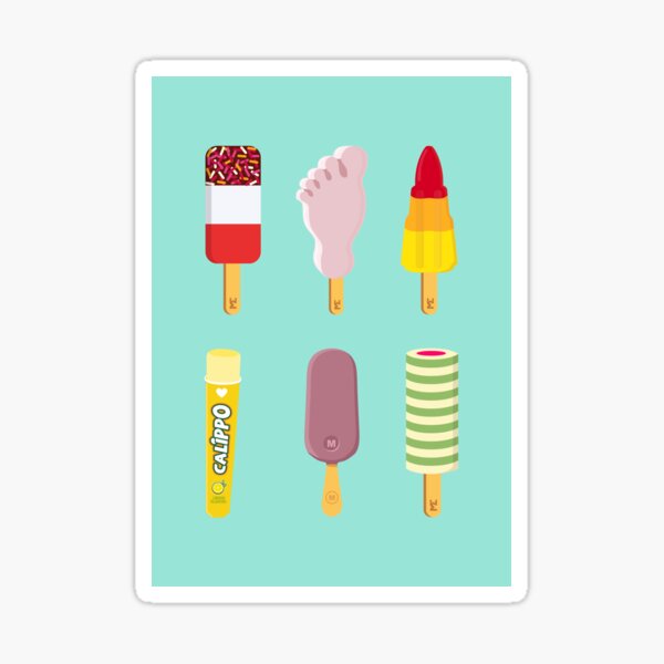 Mix of Ice lollies pastel mint background Sticker