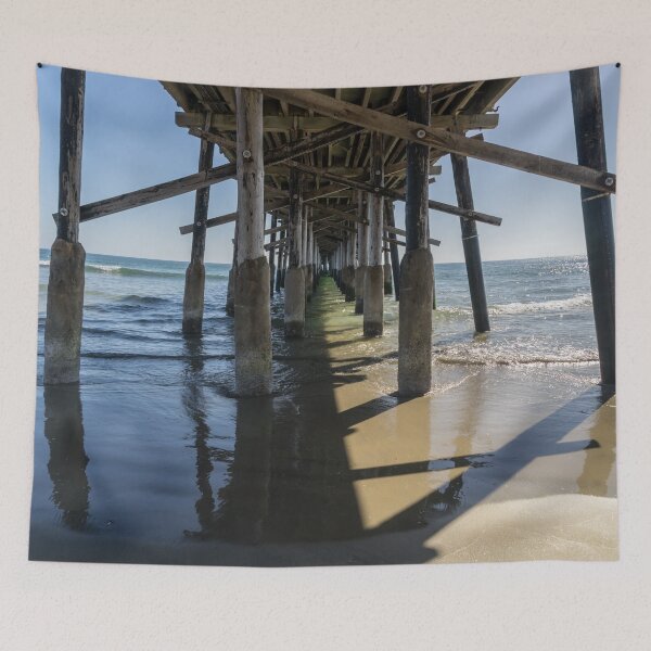 Item preview, Half and Half - Sun and Shade Under the Newport Beach Pier Orange County California designed and sold by Georgia Mizuleva.