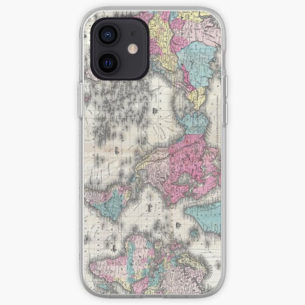 Mapa vintage del mundo (1852) Funda blanda para iPhone