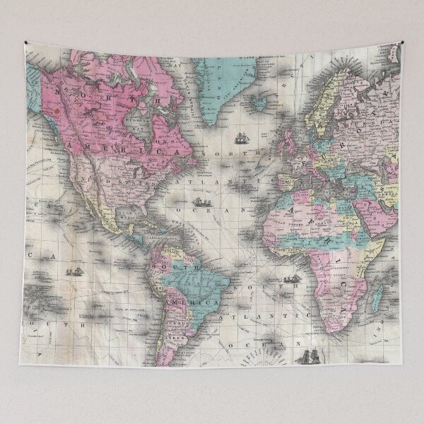 Item preview, Vintage Map of The World (1852) designed and sold by BravuraMedia.