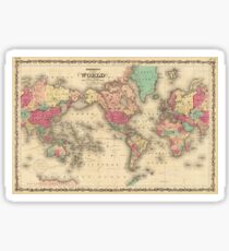 Vintage Map of The World (1860) Sticker