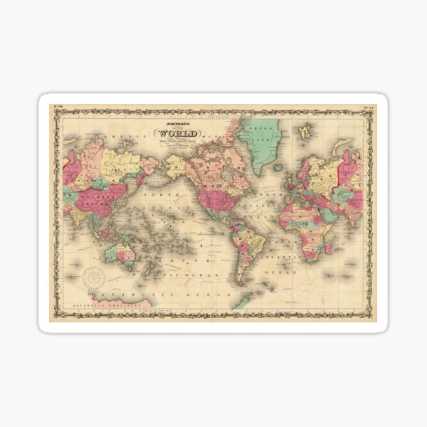 Item preview, Vintage Map of The World (1860) designed and sold by BravuraMedia.