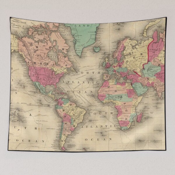 Item preview, Vintage Map of The World (1860) designed and sold by BravuraMedia.