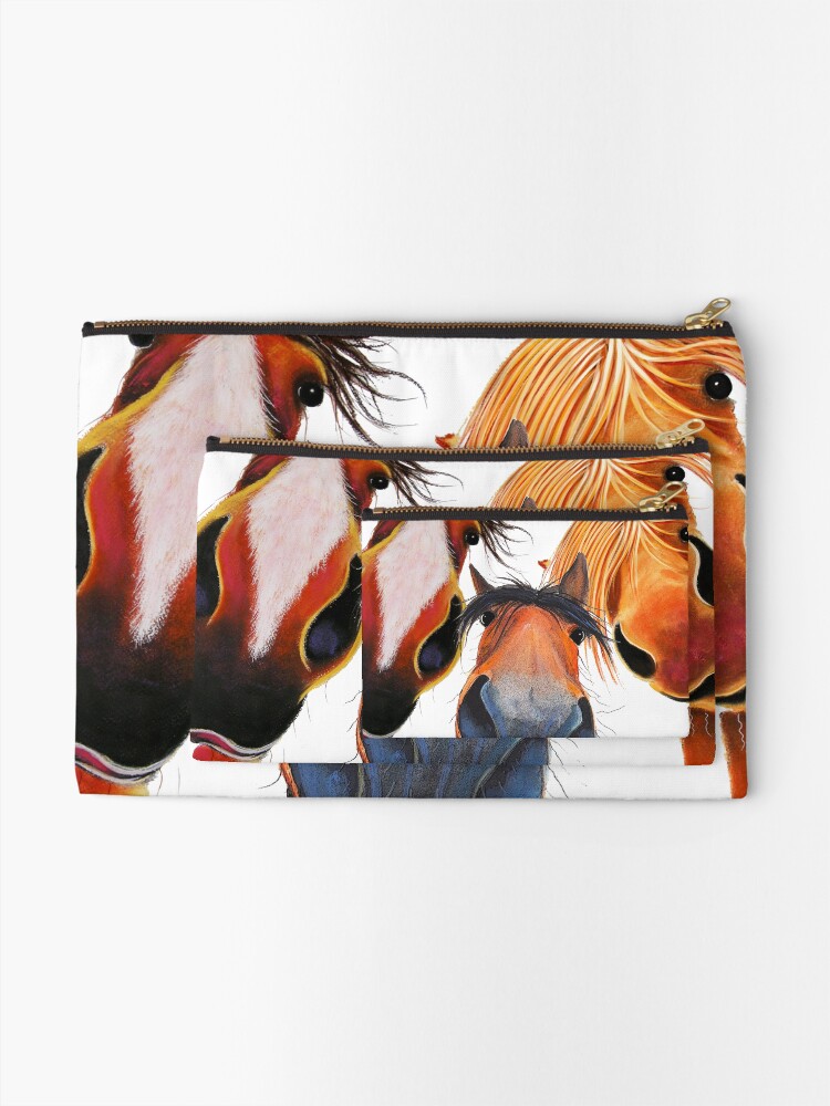 Alternate view of HaPPY HoRSe PRiNT ' WHo LeFT THe GaTe OPeN 2 ? ' BY SHiRLeY MacARTHuR Zipper Pouch