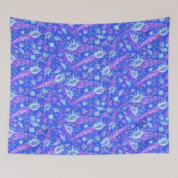 Item preview, Seashells Sea Shells Underwater Pattern Paper Collage Royal Blue designed and sold by Julia Khoroshikh.