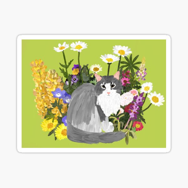 Wildflower cat Sticker