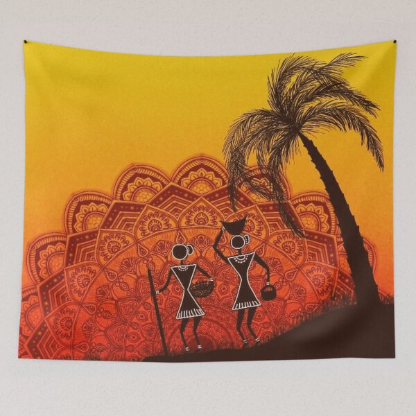 Item preview, Sunset Tribal Mandala design palm tree Art designed and sold by banothsonu.