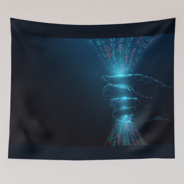 Item preview, Cybersecurity and Information Network Protection - Hand Holding Grabbing the Data designed and sold by WearWolfDesigns.